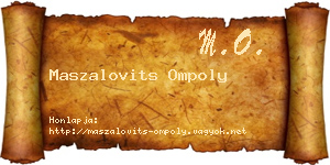Maszalovits Ompoly névjegykártya